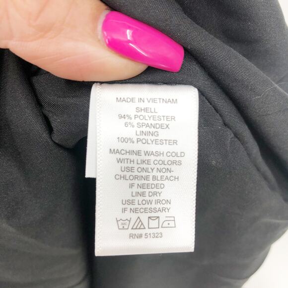 CECE Ruffled Bow Neck Mini Dress 10 Black Short Sleeve Fit & Flare NWT - Picture 13 of 13